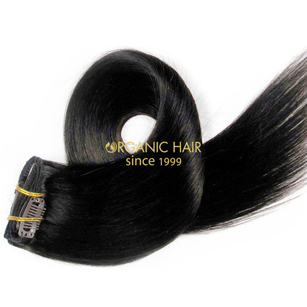 Remy hair extensions clips for hair #1B Remy hair extensions clips for hair #1B